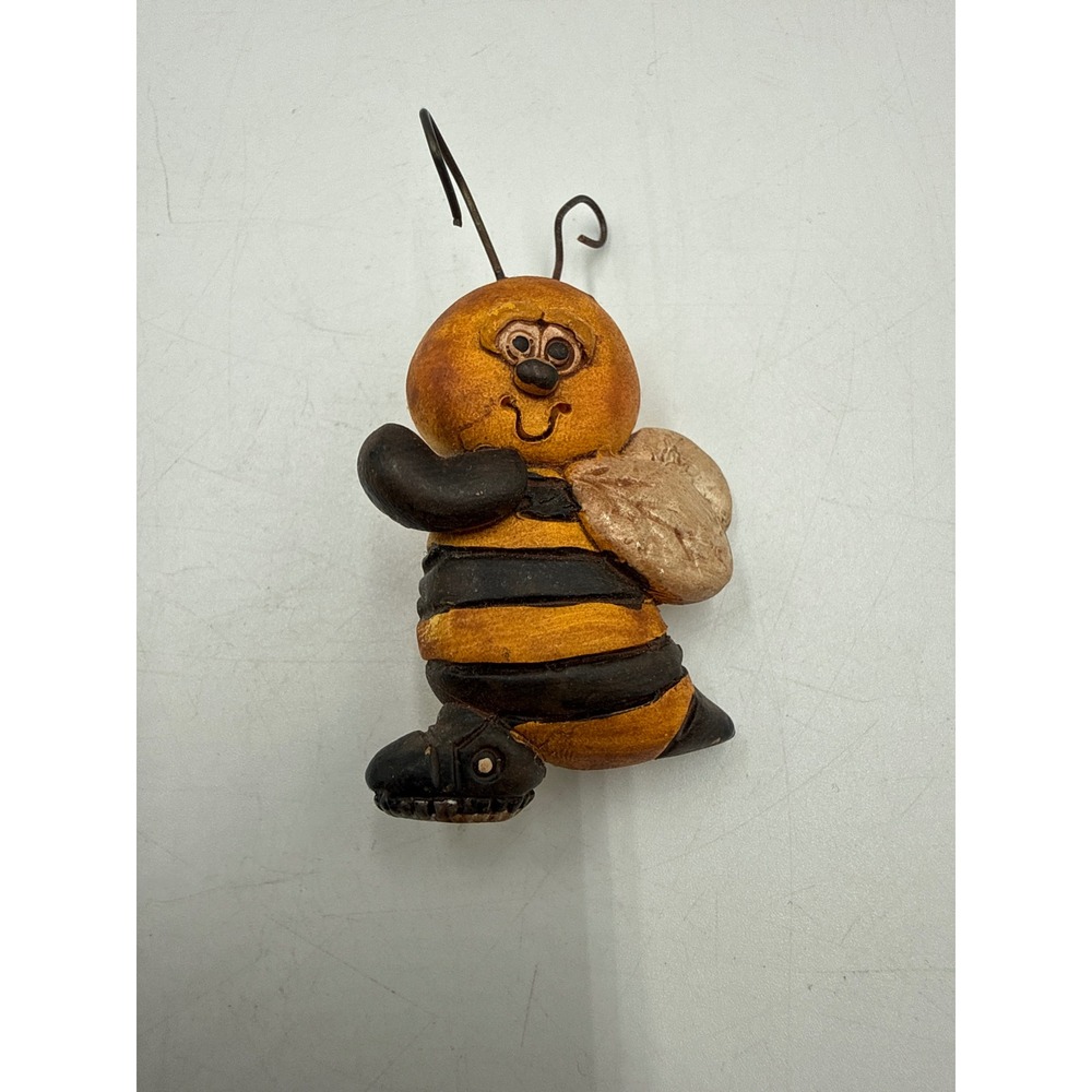 Vintage Bumble Bee Brooch Hand Painted Novelty Insect Pin Yellow Black Character